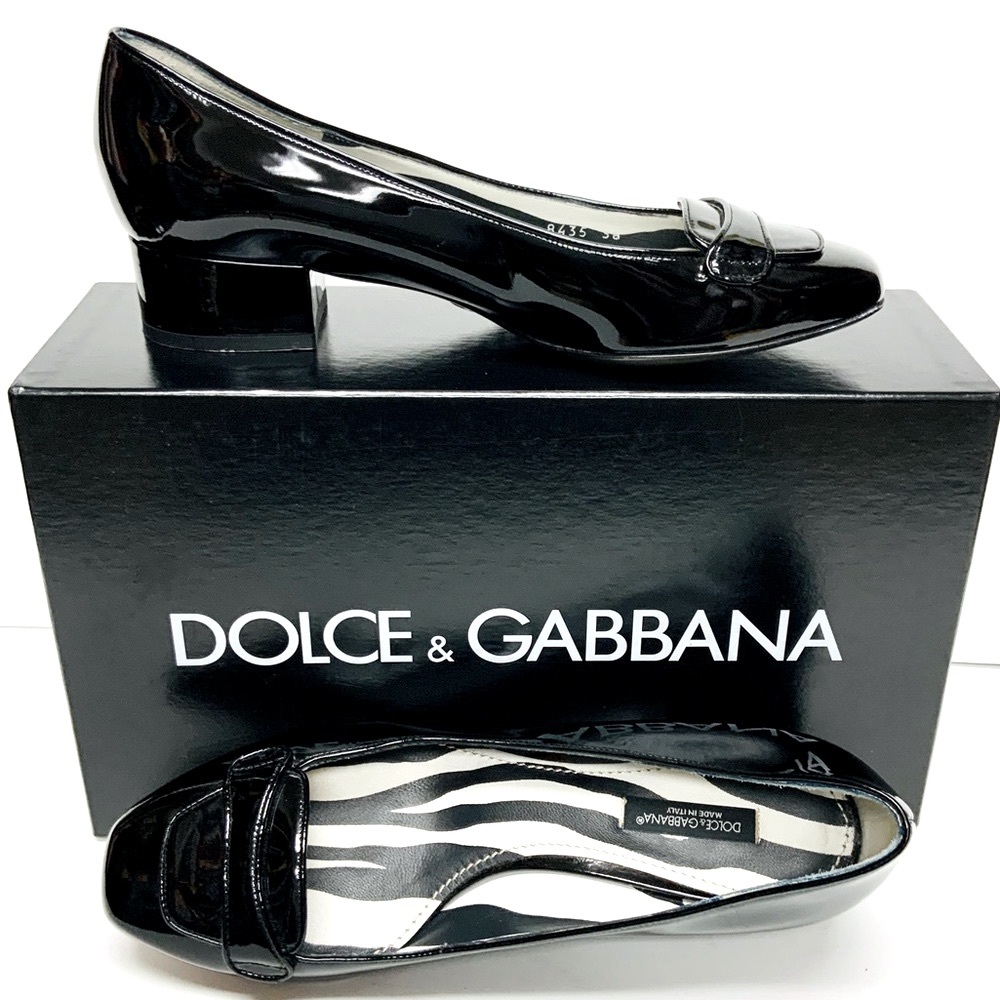 Dolce & Gabbana black patent leather heels with box 38